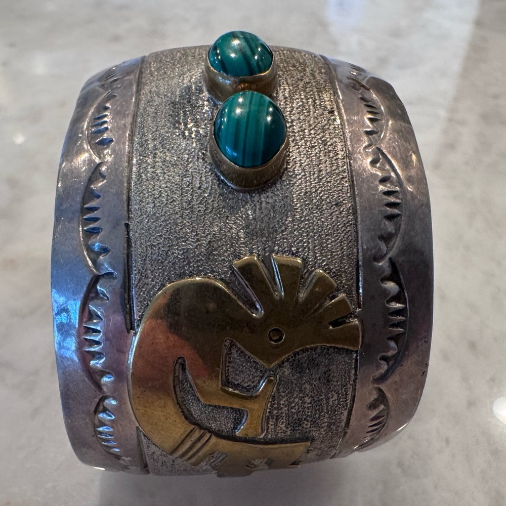 Native American Sterling silver gold filled Watch/Cuff - Picture 3 of 5